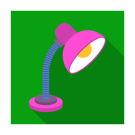 Purple table lamp. Light for making lessons .School And Education single icon in flat style vector symbol stock illustration.のイラスト素材