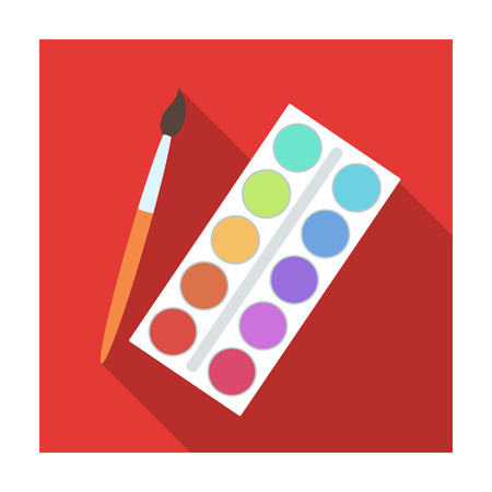 Palette with paints and brush. Paint in school.School And Education single icon in flat style vector symbol stock illustration.のイラスト素材