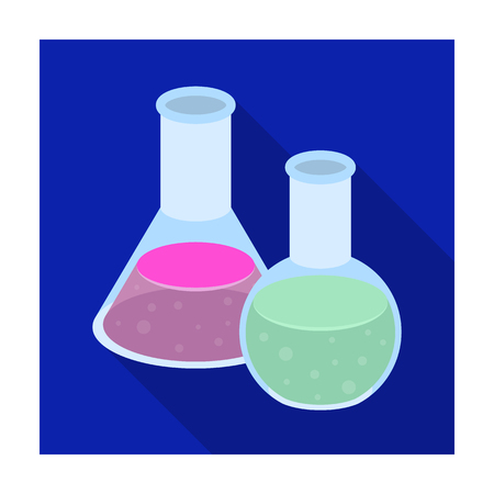Flasks with reagents. Chemistry in school. Chemically, experiments.School And Education single icon in flat style vector symbol stock illustration.のイラスト素材