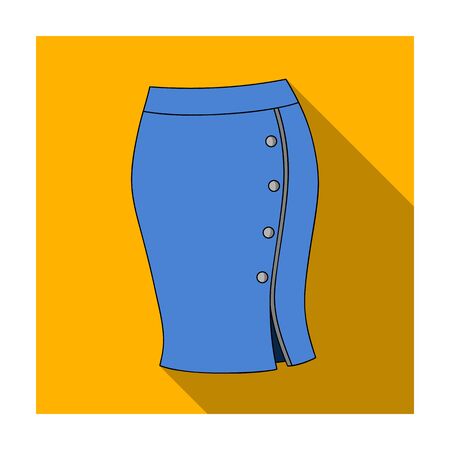 Blue-fitting skirt with slit and buttons. Part strict working style of clothing.Women clothing single icon in flat style vector symbol stock illustration.のイラスト素材