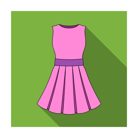 Beautiful light pink summer dress without sleeves. Clothing for a hike to the beach.Women clothing single icon in flat style vector symbol stock illustration.のイラスト素材