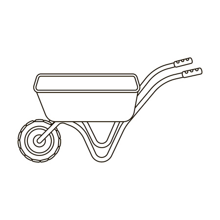 Hand truck with one wheel. Wheelbarrow for the transportation of goods around the garden.Farm and gardening single icon in outline style vector symbol stock web illustration.のイラスト素材