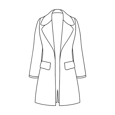 Blue female restrained coat buttoned. Women s outerwear.Women clothing single icon in outline style vector symbol stock web illustration.のイラスト素材