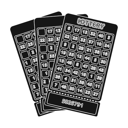 Lottery tickets. Chance to win the jackpot. Gambling in the casino.Kasino single icon in black style vector symbol stock illustration.のイラスト素材