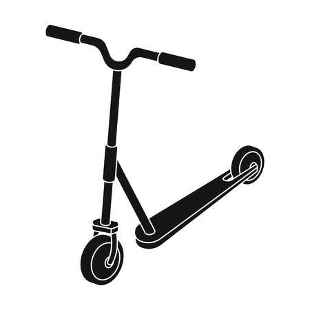 Children red scooter. Transport for children walks.Transport single icon in black style vector symbol stock illustration.のイラスト素材