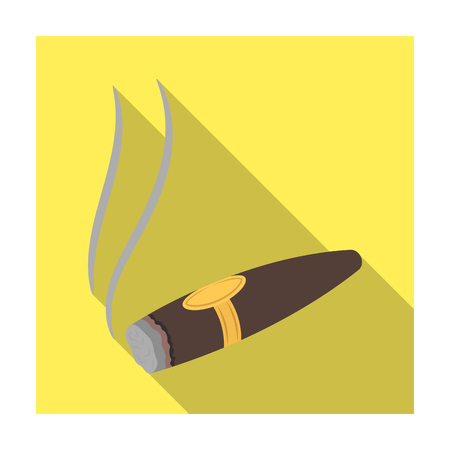 A tattered cigar with smoke. A sign of authority in the casino.Kasino single icon in flat style vector symbol stock illustration.のイラスト素材