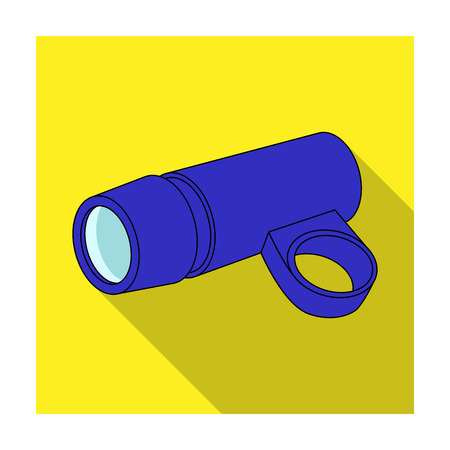 A flashlight that clings to the steering wheel to illuminate the road.Cyclist outfit single icon in flat style vector symbol stock illustration.のイラスト素材