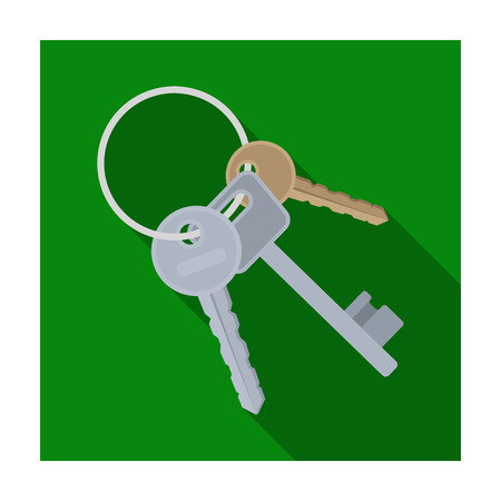 A bunch of keys from the cells in the prison. Keys for opening criminals.Prison single icon in flat style vector symbol stock illustration.のイラスト素材