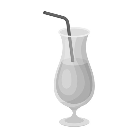 A cocktail in a glass with a straw. Drink for playing in the casino.Kasino single icon in monochrome style vector symbol stock illustration.のイラスト素材