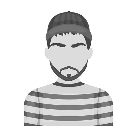 Prisoner in the prison robe. The offender is punished.Prison single icon in monochrome style vector symbol stock illustration.のイラスト素材