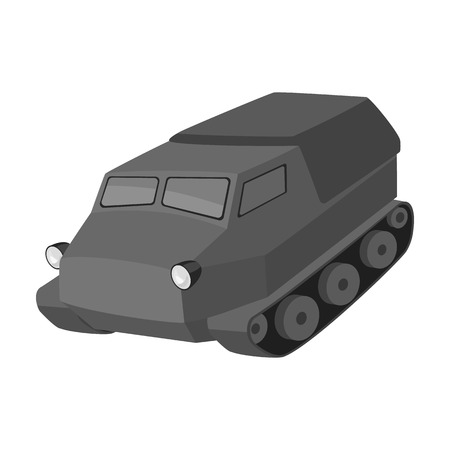 Tank for the marshes. Caterpillar transport of military.Transport single icon in monochrome style vector symbol stock illustration.のイラスト素材