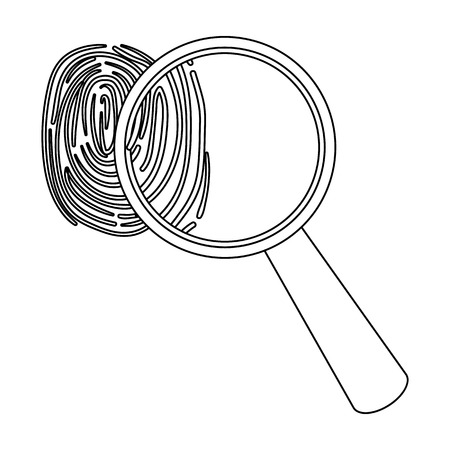 Magnifier and fingerprint. Detection of criminals by fingerprint.Prison single icon in outline style vector symbol stock illustration.のイラスト素材
