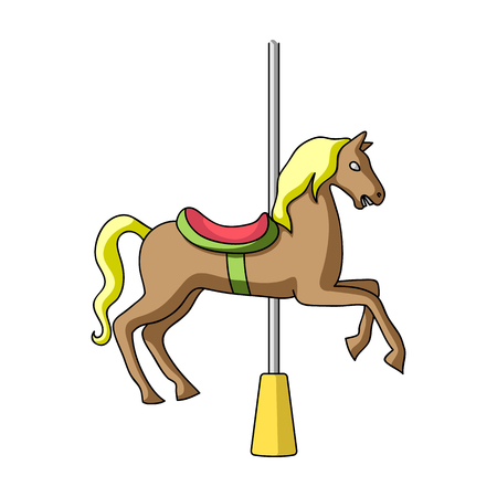Carousel for children. Horse on the pole for riding.Amusement park single icon in cartoon style vector symbol stock illustration.のイラスト素材