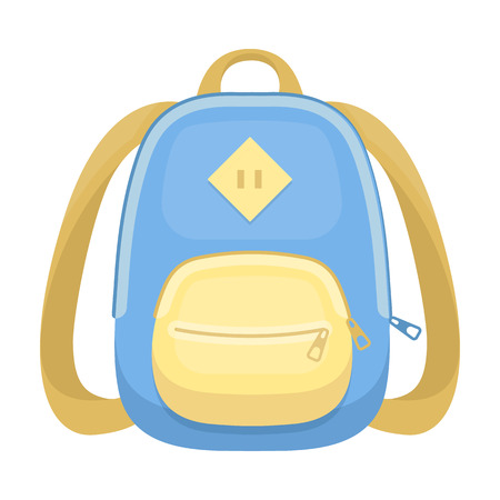 Blue school bag. A school bag for a book and notebooks.School And Education single icon in cartoon style vector symbol stock illustration.のイラスト素材