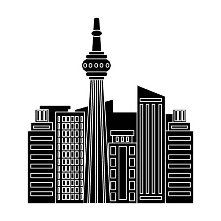Canadian skyscraper. Canada single icon in black style vector symbol stock illustration web.のイラスト素材