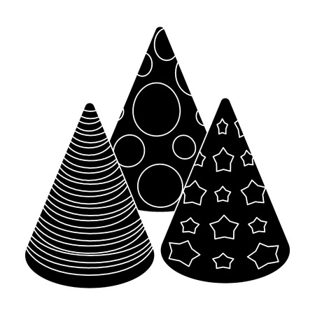 Caps in the form of cones for party.Party and parties single icon in black style vector symbol stock illustration.のイラスト素材