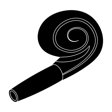 A festive whistle with a ribbon.Party and parties single icon in black style vector symbol stock illustration.のイラスト素材