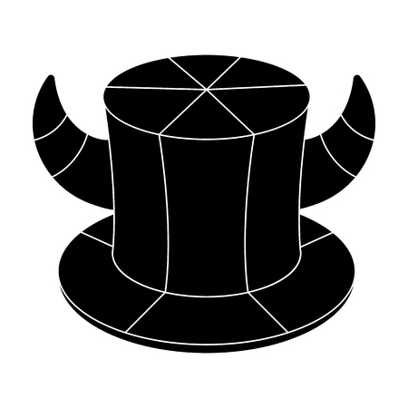 Hat of a fan with horns.Fans single icon in black style vector symbol stock illustration.のイラスト素材
