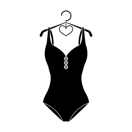 Monotone yellow swimsuit for girls. Bathing clothes in the pool.Swimcuits single icon in black style vector symbol stock illustration.のイラスト素材