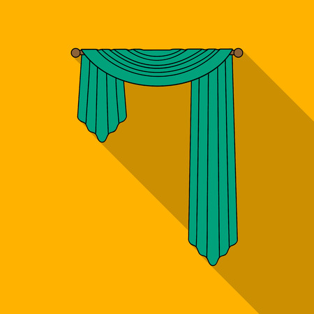 Curtains with drapery on the cornice.Curtains single icon in flat style vector symbol stock illustration web.のイラスト素材