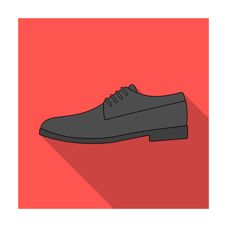 Mens leather shiny shoes with laces. Shoes to wear with a suit.Different shoes single icon in flat style vector symbol stock illustration.のイラスト素材