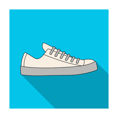 White sneakers unisex lace up. Shoes for sports and daily life.Different shoes single icon in flat style vector symbol stock illustration.のイラスト素材