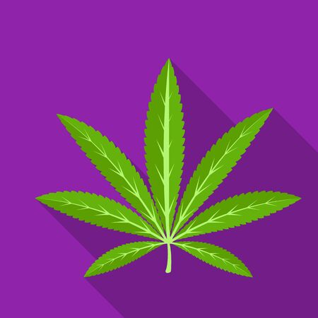 Green leaf of hemp.Hippy single icon in flat style vector symbol stock illustration web.のイラスト素材