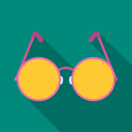 Round glasses in a pink frame.Hippy single icon in flat style vector symbol stock illustration web.のイラスト素材