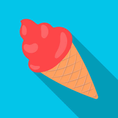 Pink ice cream in a waffle cup.Party and parties single icon in flat style vector symbol stock illustration.のイラスト素材