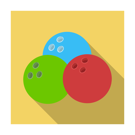 Multi colored bowling balls. Bowling fun at the pub. Pub single icon in flat style vector symbol stock illustration.のイラスト素材