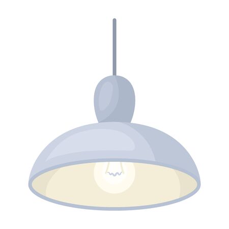 Chandelier with light bulb. The light in the bar. Pub single icon in cartoon style vector symbol stock illustration.のイラスト素材