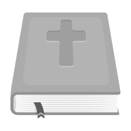 Book with a cross on the cover. The Bible. Easter single icon in monochrome style vector symbol stock illustration.のイラスト素材