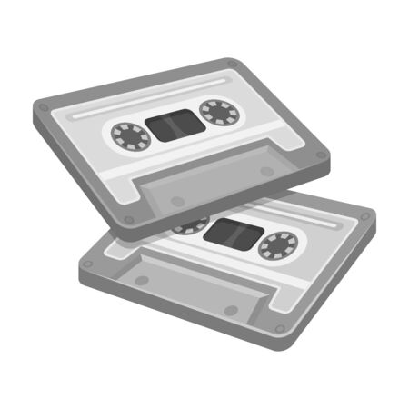 Cassettes for tape recorder.Hippy single icon in monochrome style vector symbol stock illustration web.のイラスト素材