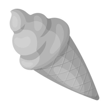 Pink ice cream in a waffle cup.Party and parties single icon in monochrome style vector symbol stock illustration.のイラスト素材