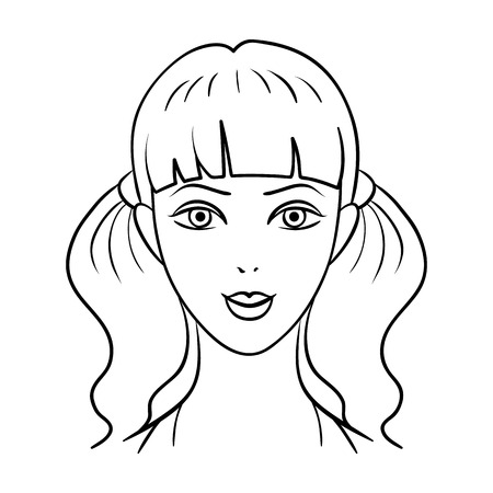 Avatar Girl With Pink Hair Avatar And Face Single Icon In Outline