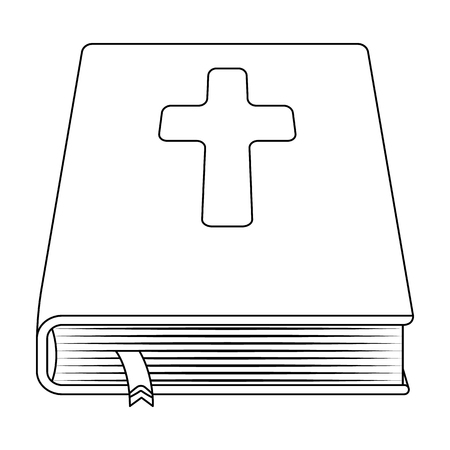 Book with a cross on the cover. The Bible. Easter single icon in outline style vector symbol stock illustration.のイラスト素材