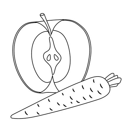 An Apple and a carrot. Healthy eating for athletes.のイラスト素材