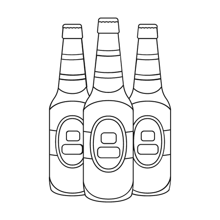 Green glass beer bottles. Alcoholic drink pub. Pub single icon in outline style vector symbol stock illustration.のイラスト素材