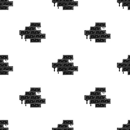 Brick wall pattern in black style.のイラスト素材
