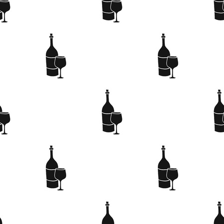 Italian wine from Italy icon in black style isolated on white background. Italy country pattern stock vector illustration.のイラスト素材