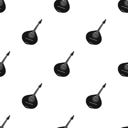 Italian mandolin icon in black style isolated on white background. Italy country pattern stock vector illustration.のイラスト素材