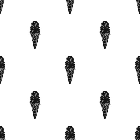 Italian gelato icon in black style isolated on white background. Italy country pattern stock vector illustration.のイラスト素材