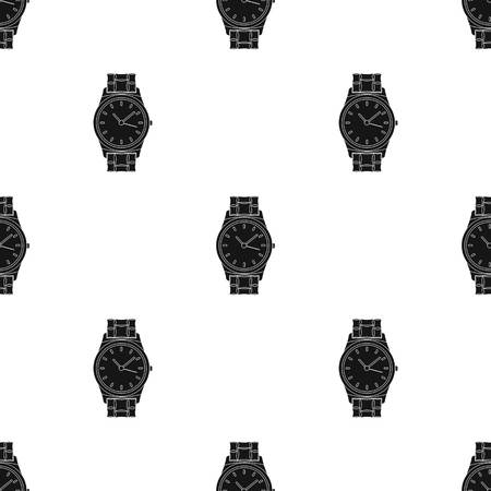Golden watch icon in black style isolated on white background. Jewelry and accessories pattern stock vector illustration.のイラスト素材
