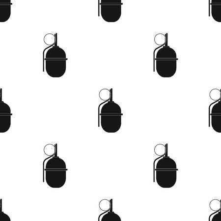 Military grenade icon in black style isolated on white background. Military and army pattern stock vector illustrationのイラスト素材
