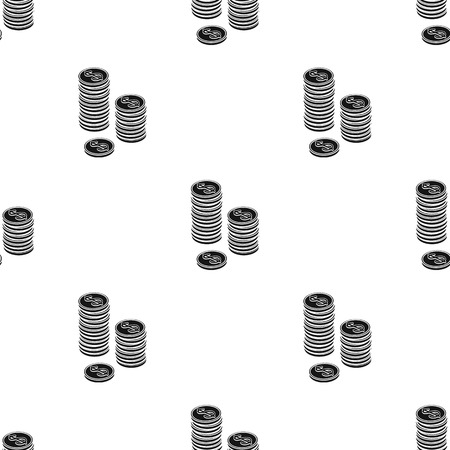 Golden coins icon in black style isolated on white background. Money and finance pattern stock vector illustration.のイラスト素材