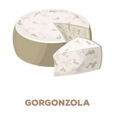 Gorgonzola - Different kinds of cheese single icon in cartoon style.のイラスト素材