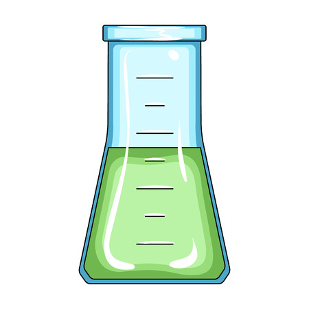 Volumetric flask with liquid.Medicine single icon in cartoon style vector symbol stock illustration web.のイラスト素材