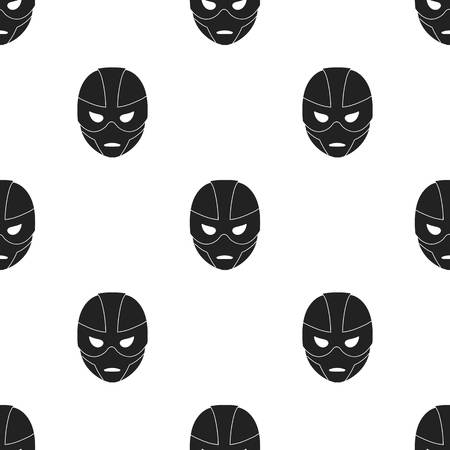 Superheros helmet icon in black style isolated on white background. Superheros mask pattern stock vector illustration.のイラスト素材