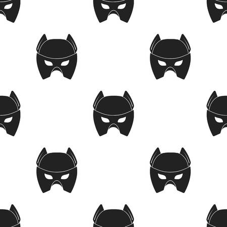 Full head mask icon in black style isolated on white background. Superheros mask pattern stock vector illustration.のイラスト素材