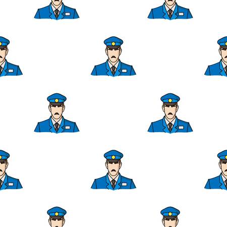 Museum security guard icon in cartoon style isolated on white background. Museum pattern stock vector illustration.のイラスト素材